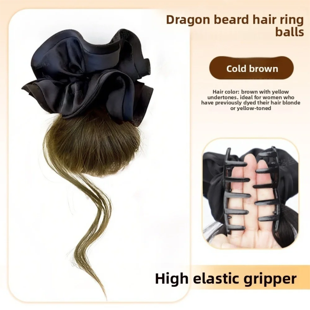 

New Synthetic Hair Bun Claw Clip Black Fluffy Wig Hair Clip with Hair Tie Hairpiece Women