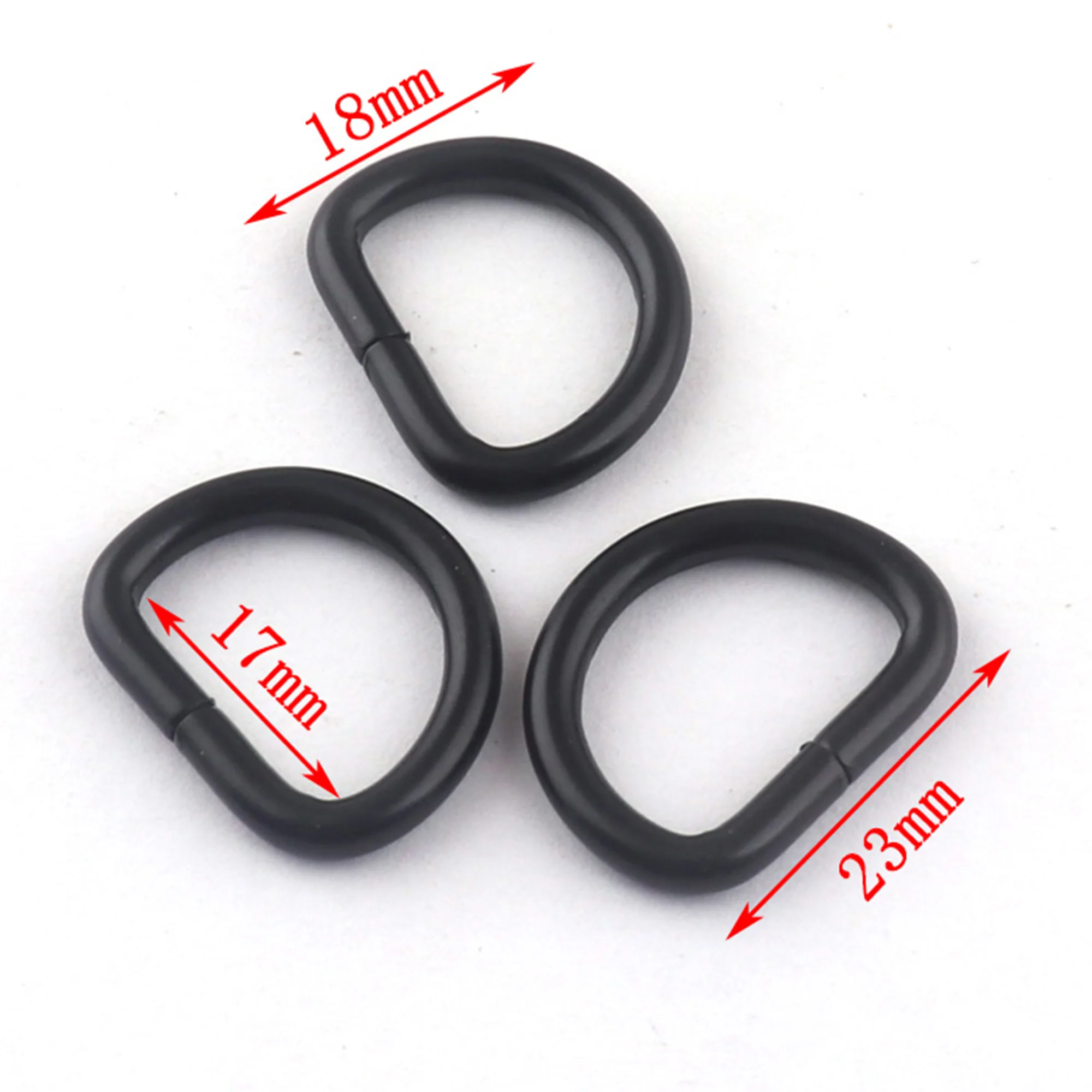 D-Shaped Metal Buckles - 17mm/Black/Half D-Ring Rings, Adjustment and Webbing Connection-10pcs