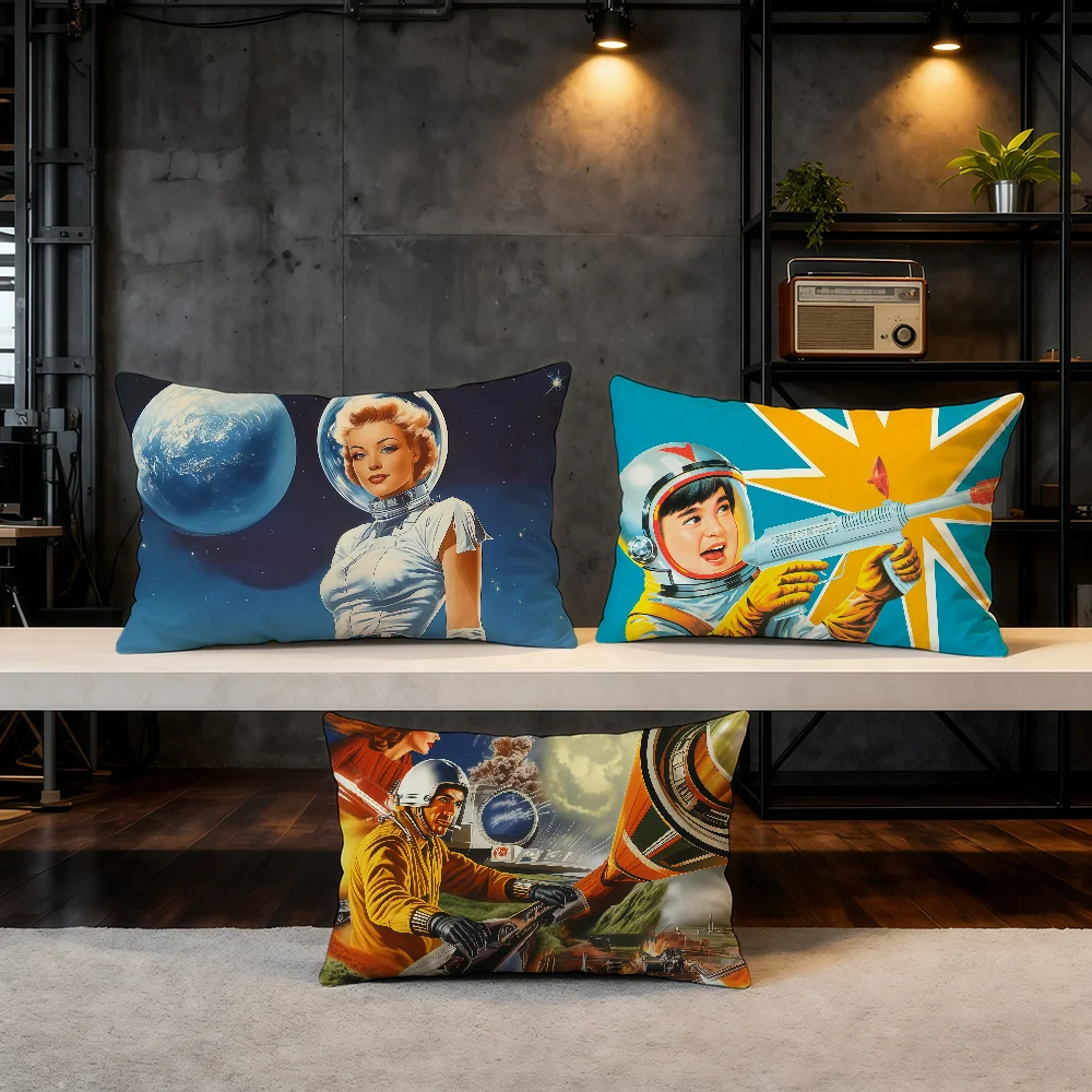 Retro Medieval Futuristic Space cushion cover Hit Product Home Sofa living Room Double-sided Soft Decorative Pillow Cover