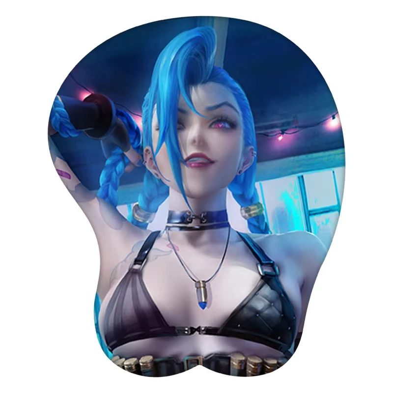 Sexy Jinx League Of Legends Anime 3D Mouse Pad Sexy Wrist Rest Desk MousePad Mat Gamer Accessory