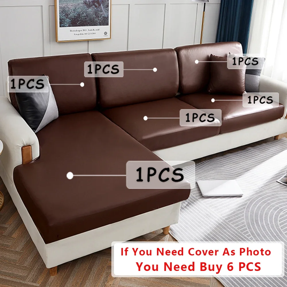 PU Leather Waterproof Sofa Seat Cushion Cover Elastic Sofa Covers for Living Room Removable Furniture Protector Sofa Slipcover