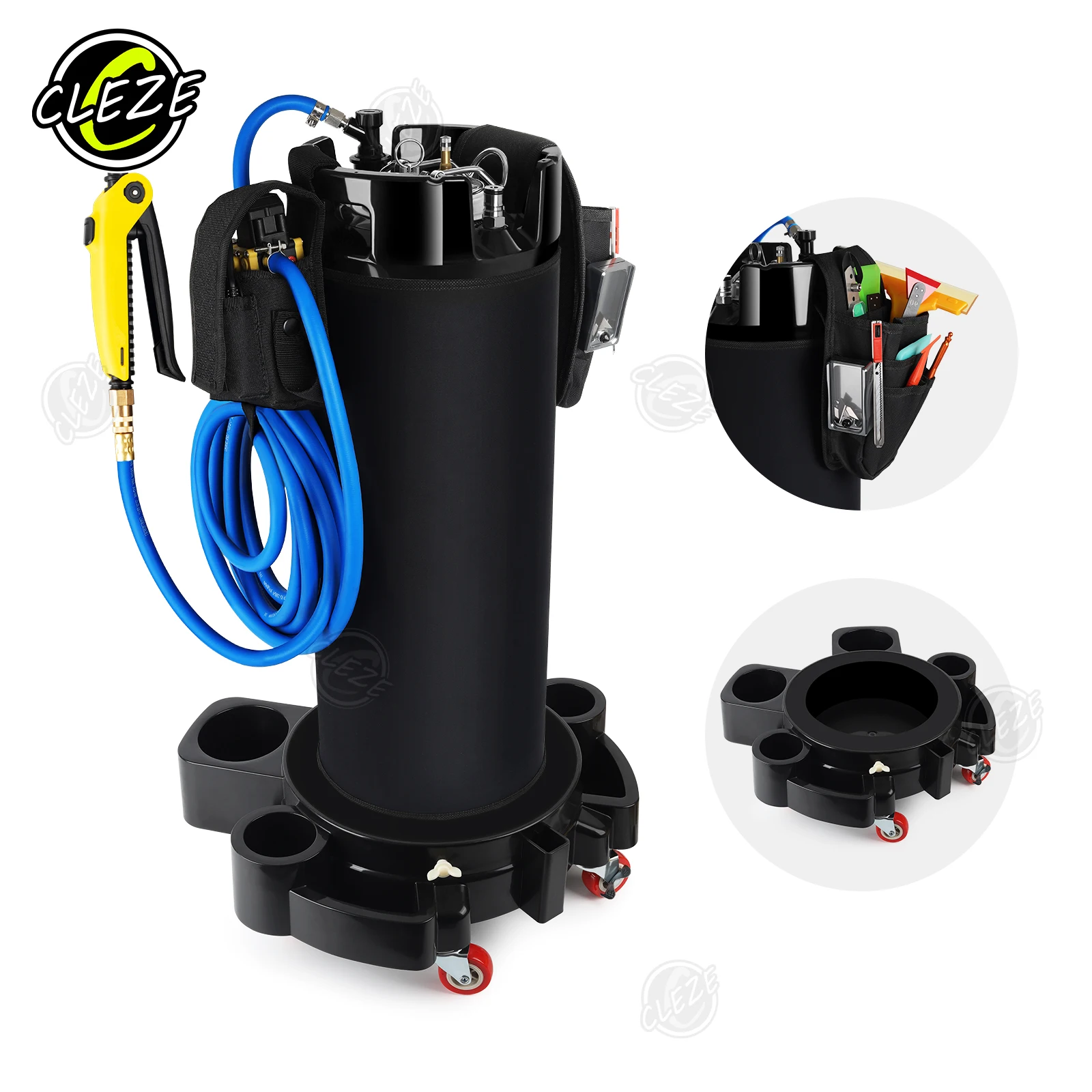 

CLEZE 5 Gallon Rolling Bucket Dolly 360 Degree Multifunctional Window Tint Keg Base Car Wrapping Tools