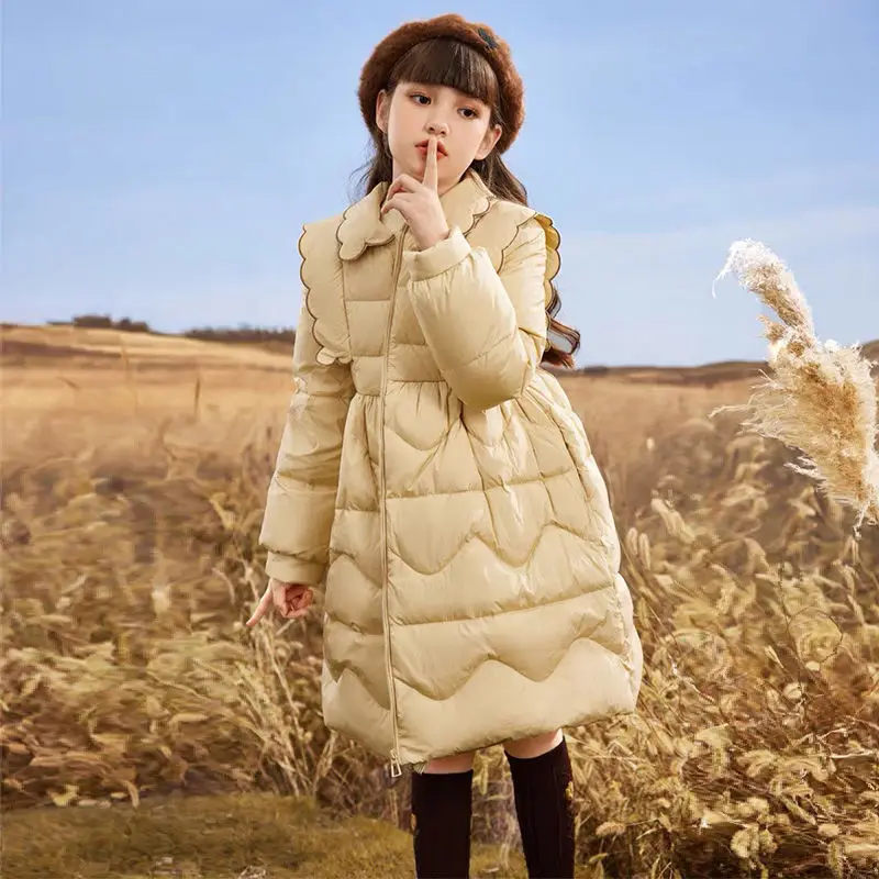 

Girls 5-14 years old cotton-padded jacket, 2024 winter jacket with foreign style down padded jacket, children's padded jacket