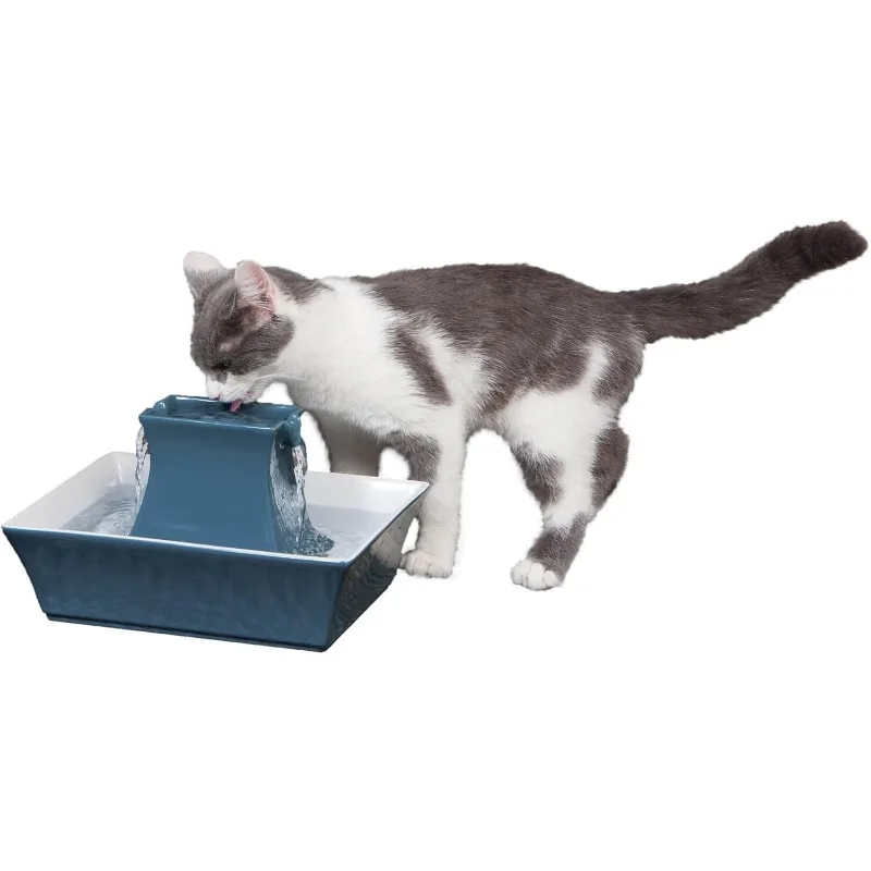 PetSafe Drinkwell Pet Water Fountain (70 oz/2.1 L) Ceramic Cat/ Dog Water Fountain, Made of Scratch-Resistant Material, Blue
