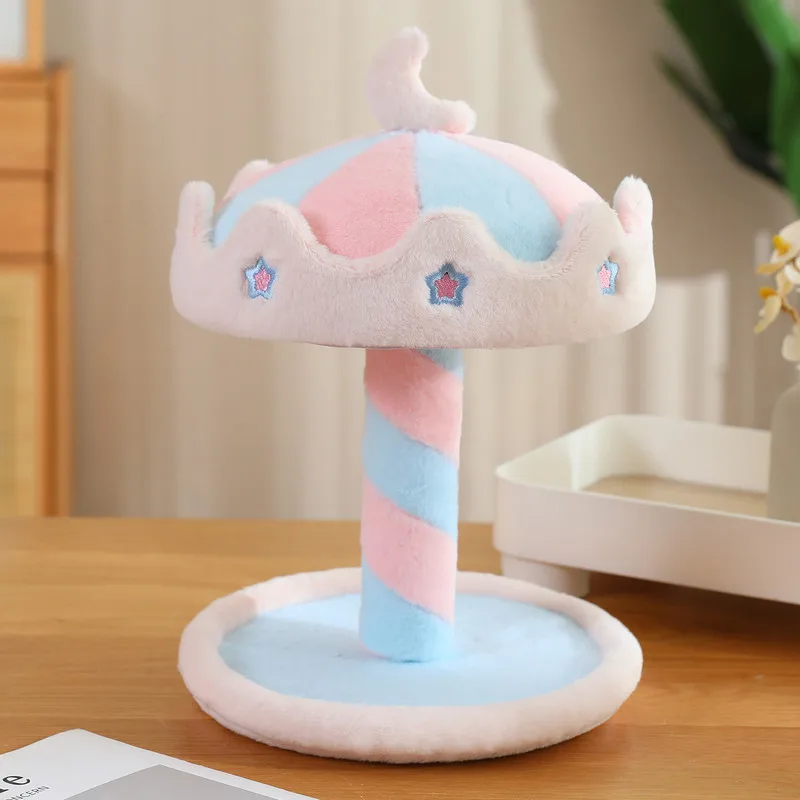 Dromerige draaiende carrousel pluche poppen displaystandaard met handmatige rotatie, maanvormige houder met haken voor pluche poppen, badges en verzamelobjecten