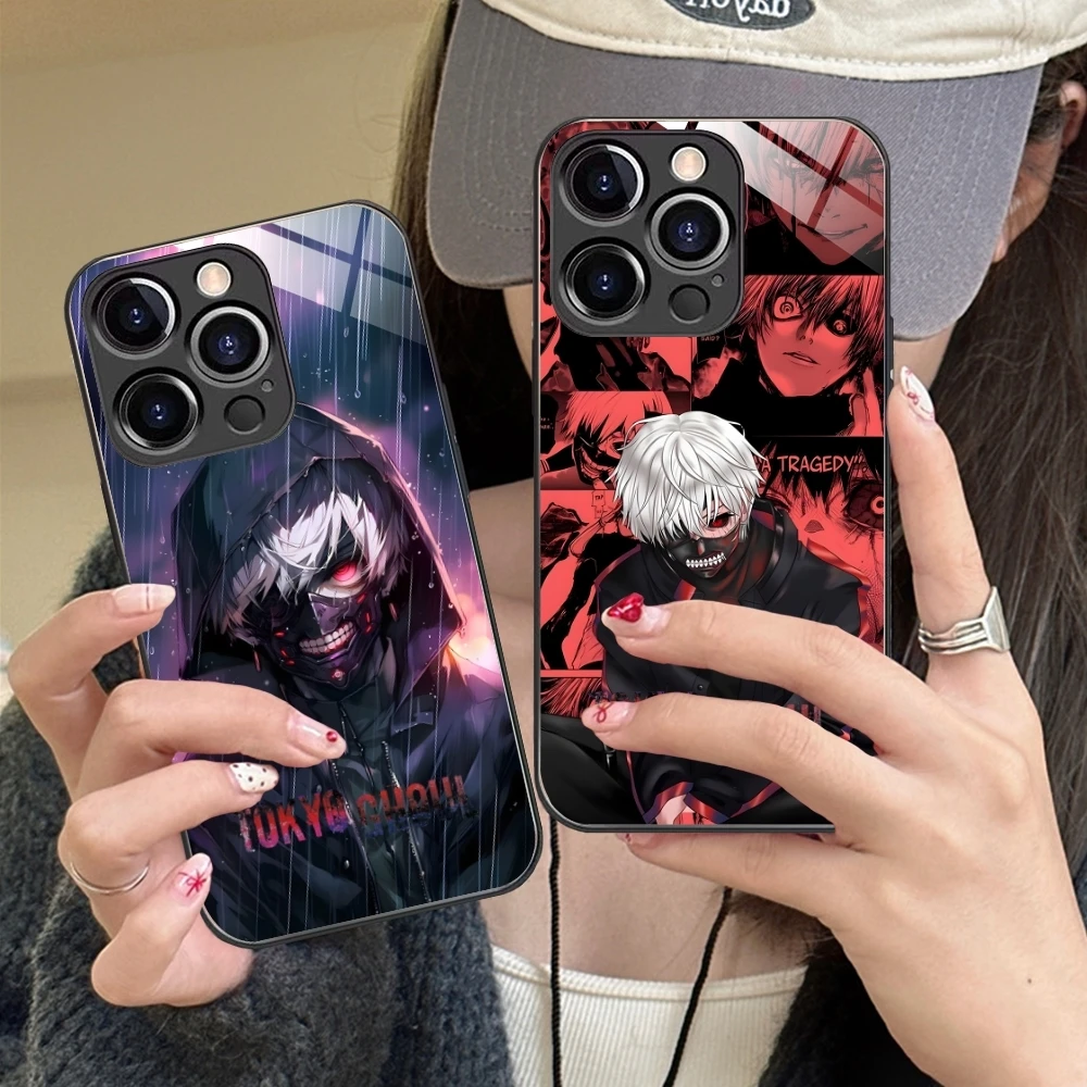 Tokyo Ghoul Kaneki Mobile Cell Phone Case for iPhone 16 15 14 13 12 11 X XR XS 8 Pro Max Plus Mini PC Glass Phone Cover Shell