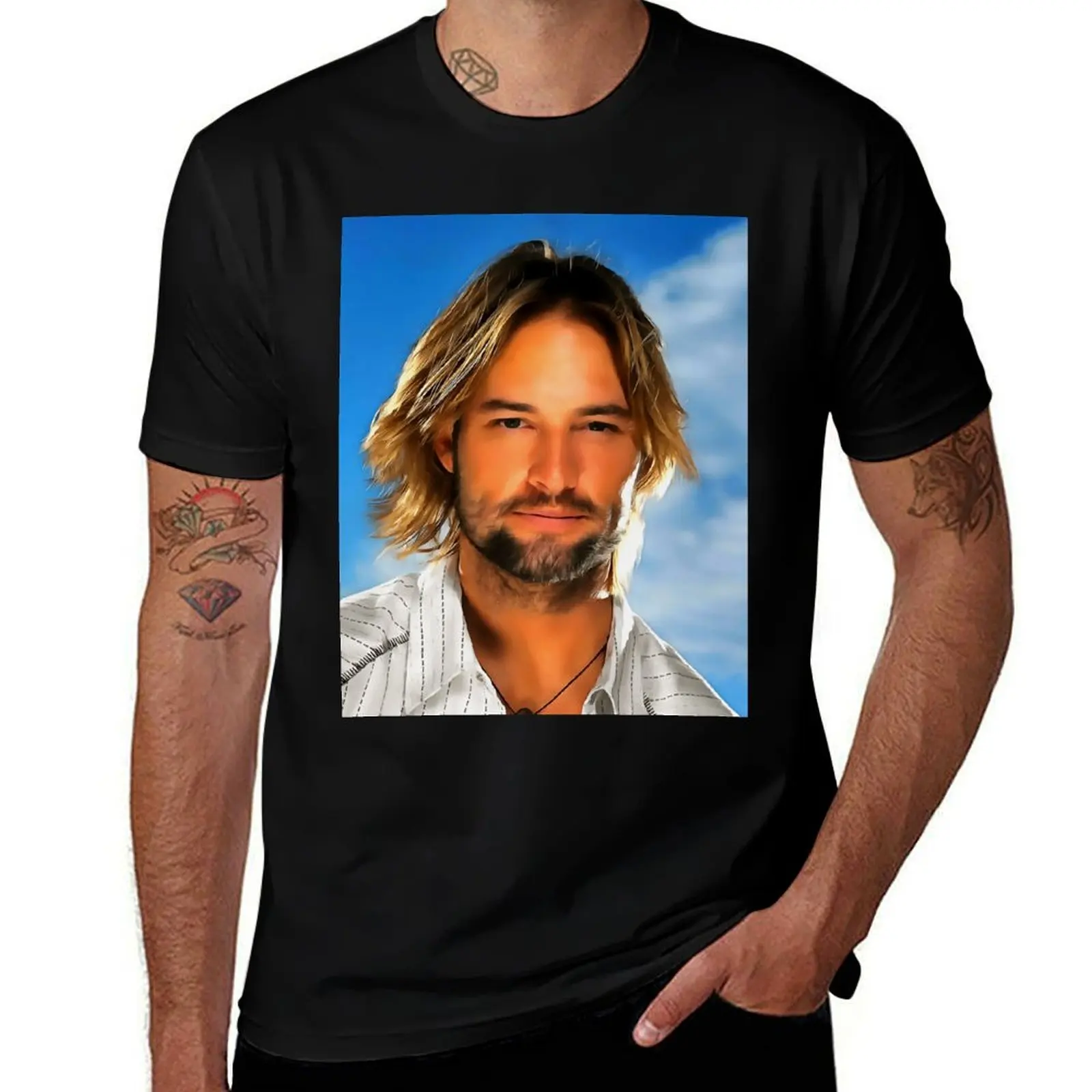 

Josh Holloway (Painting) T-Shirt sweat anime clothes summer shirt funny costumes vintage t shirt men