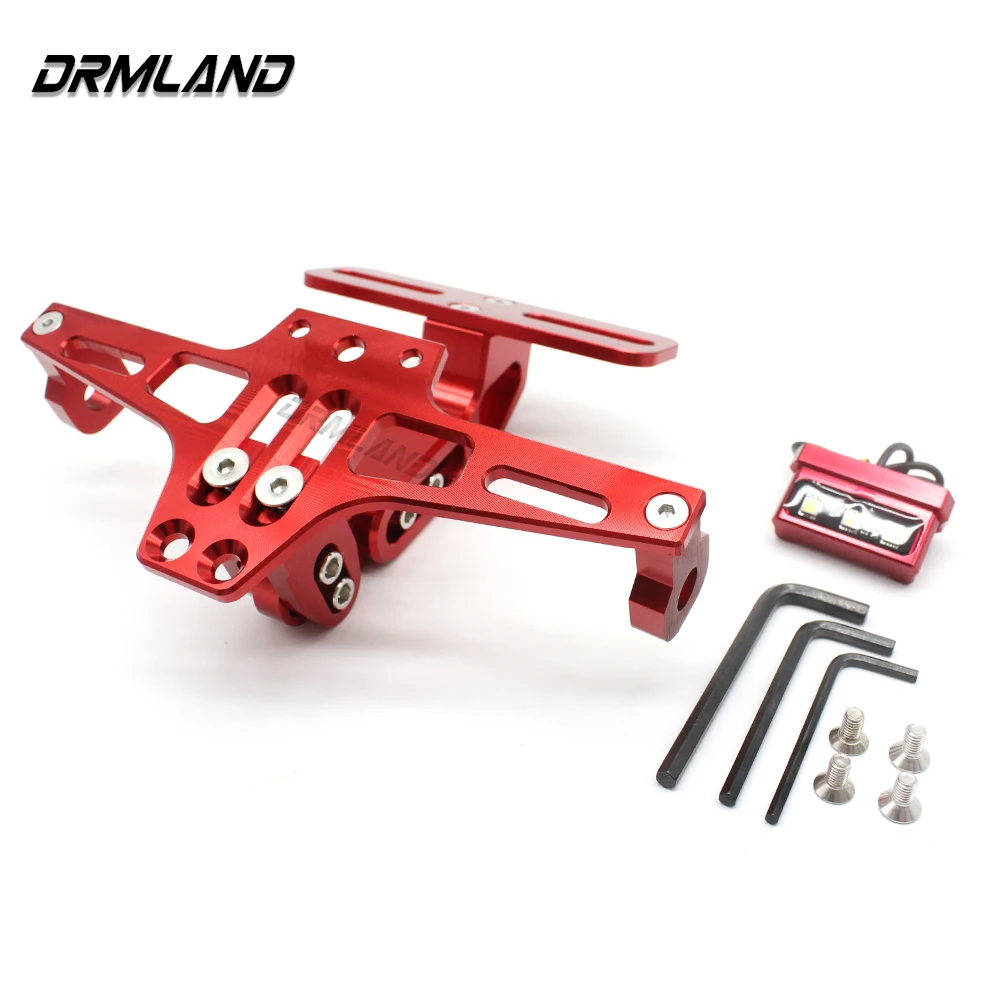 Motorcycle Universal Adjustable Rear Tail Tidy License Plate Holder Bracket LED Light CNC Aluminum For YAMAHA MT07 MT09 TMAX 530
