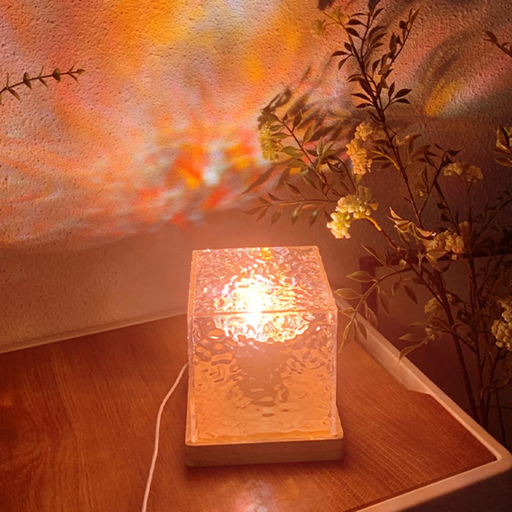 Rotating Water Ripple Night Light, Controle Remoto Crystal Lamp, Sunset Lights, Decoração Home, Holiday Gift, 16 cores