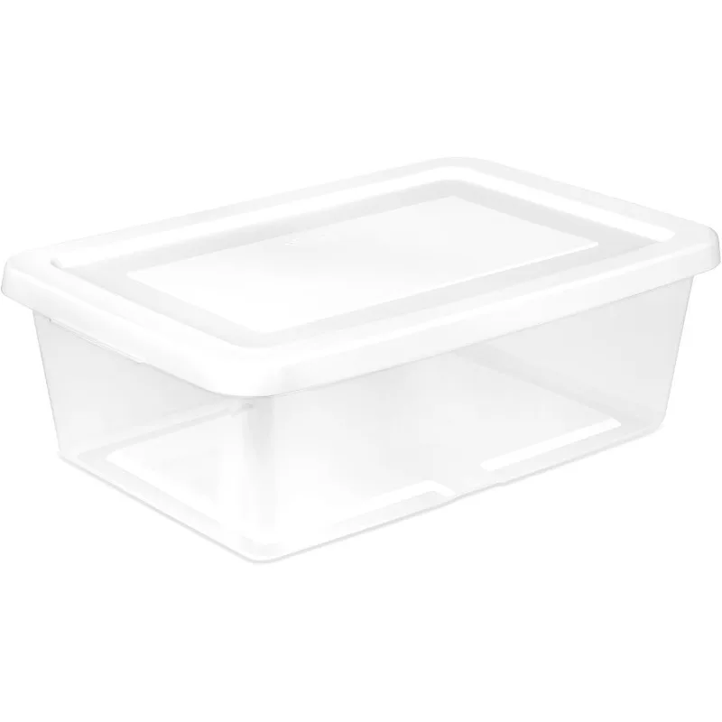 

30 Pack Storage Box, 12 Quart Stackable Tote, Clear Plastic Container with Secure Snapping Lids for Home and Office Or