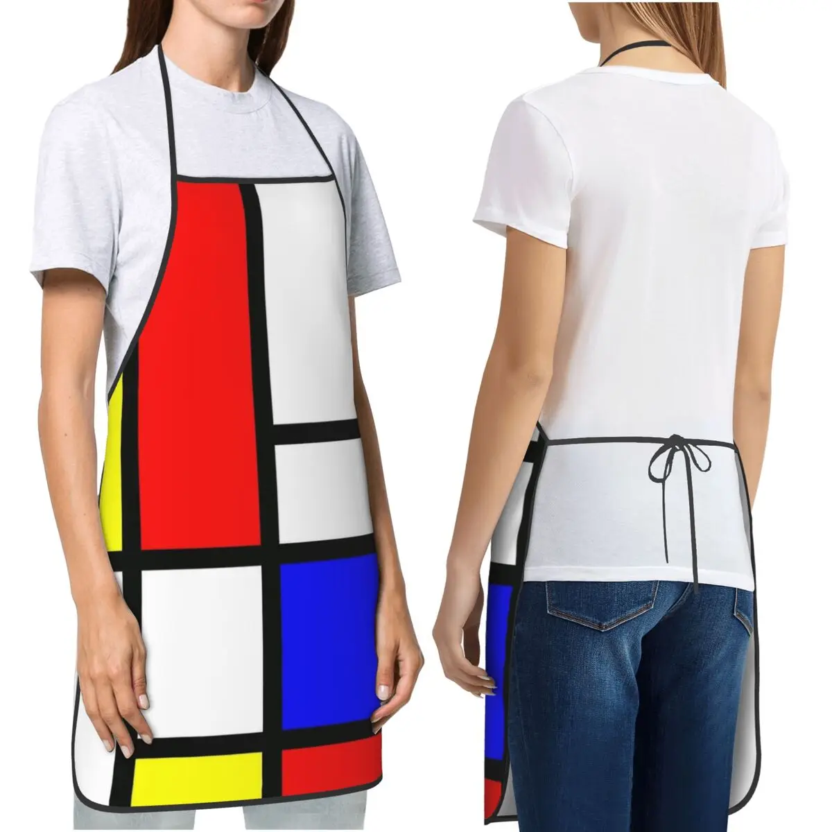Piet Mondrian Composition 2 Aprons Chef Cooking Cuisine Tablier Sleeveless Bib Kitchen Cleaning Pinafore for Women Men Gardening