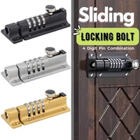 4-Digit Combination Sliding Bolt Gate Lock Anti-theft Password Locks Keyless Door Latch Mechanical Digital Code Locking Bolt
