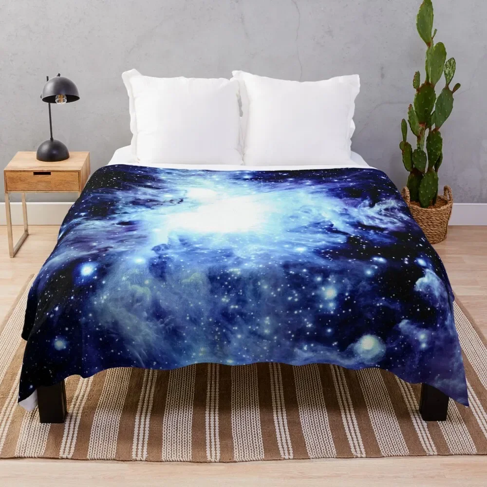 Galaxy Blue Indigo Orion Nebula Throw Blanket sofa bed Thermal Blankets