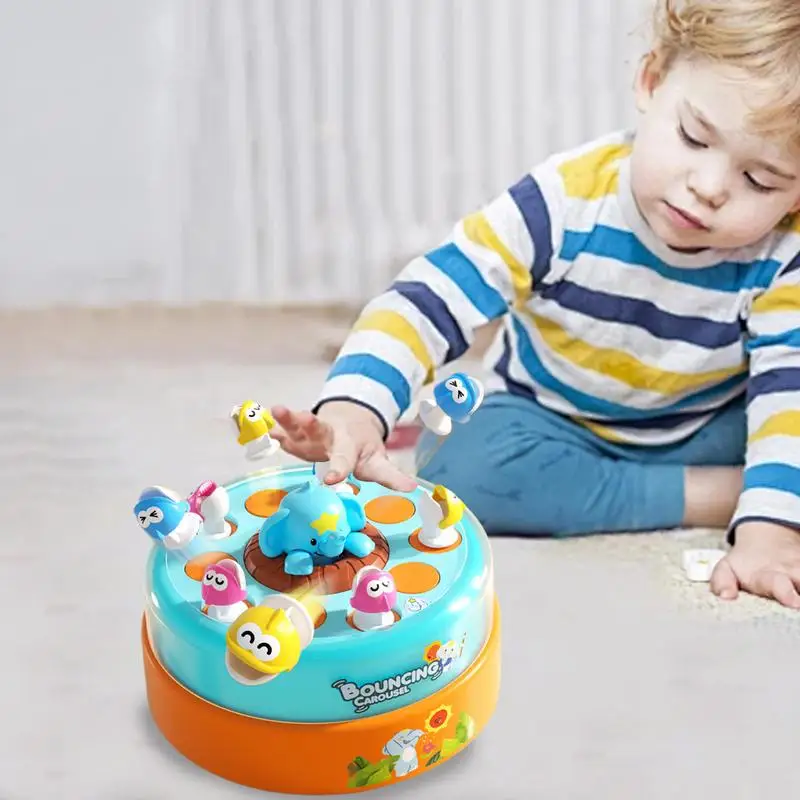 Toddler Fishing Game Rotating Bounce And Catch Fish Game Fishing Turntable Educational Toys For Toddler Kids Boys Girls Children