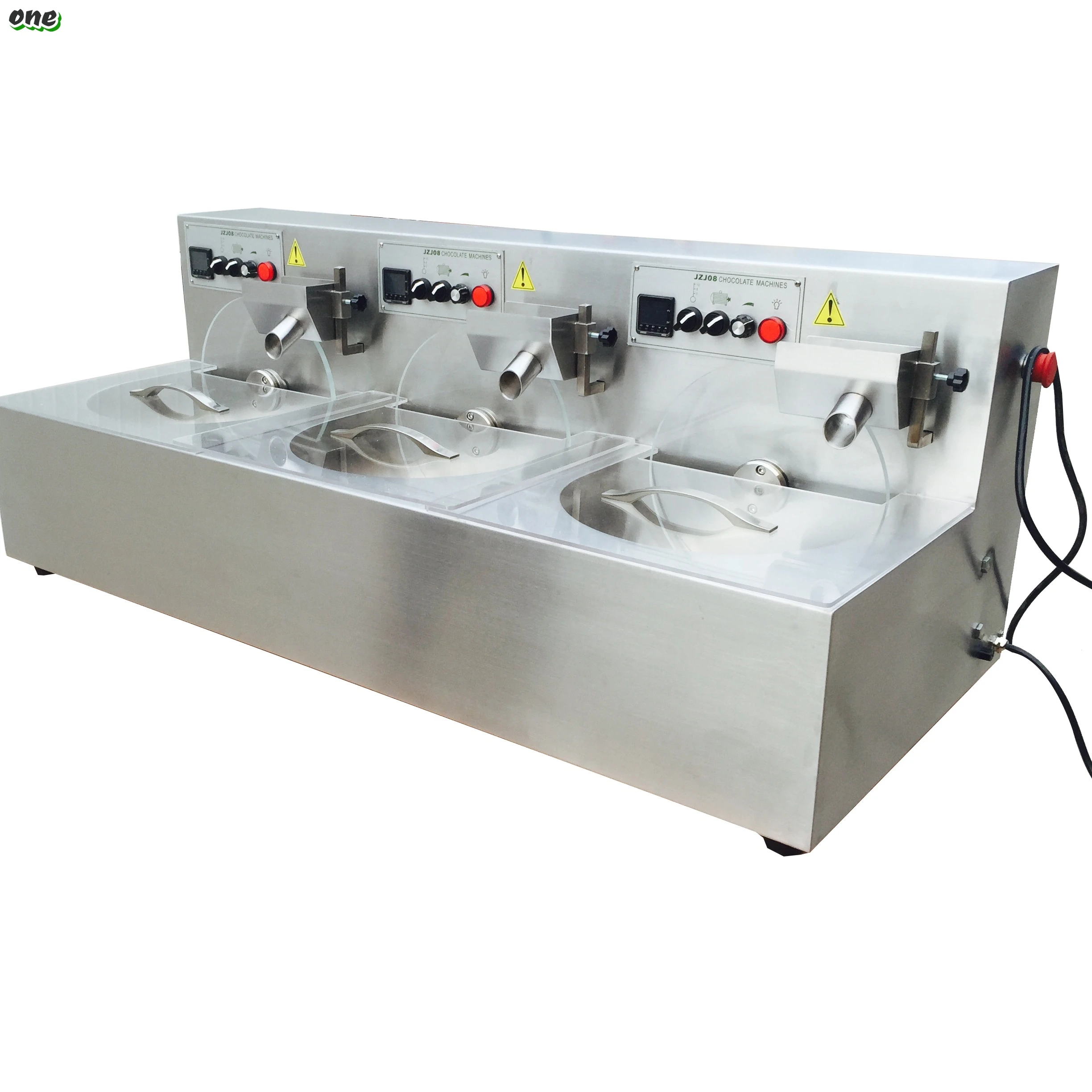 24kg Three Pot Chocolate Making Machine With Vibration Automatic Table Top Chocolate Melting Machine