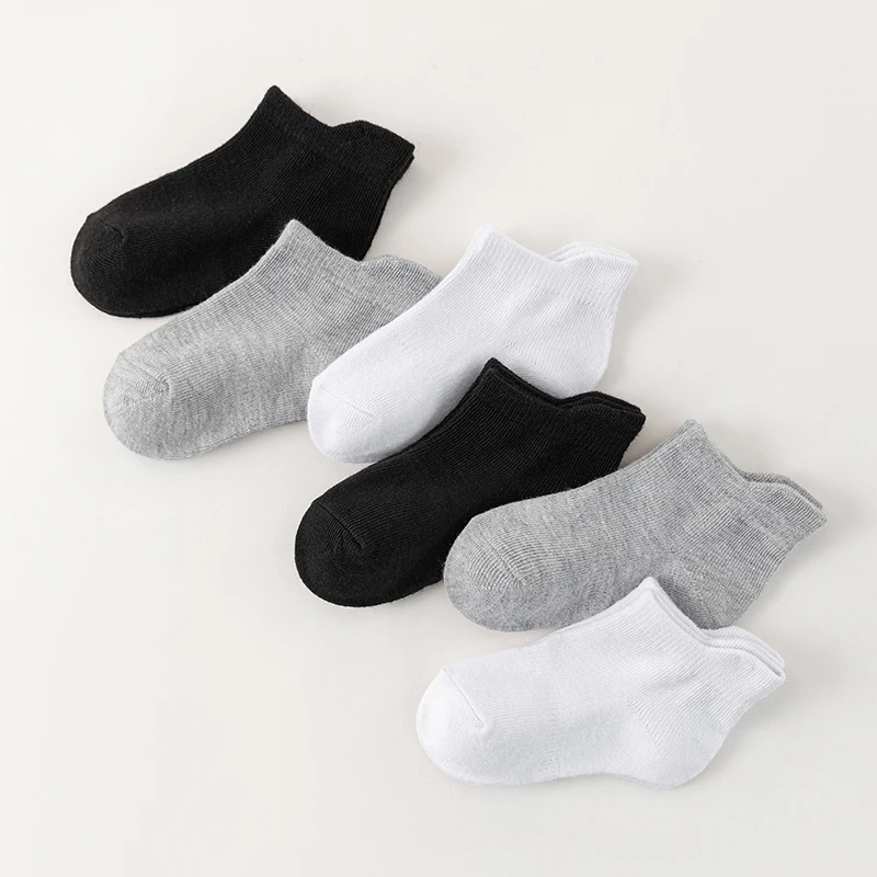 6 Pairs Kids Socks For Toddler Baby Boys Girls White Ankle Socks