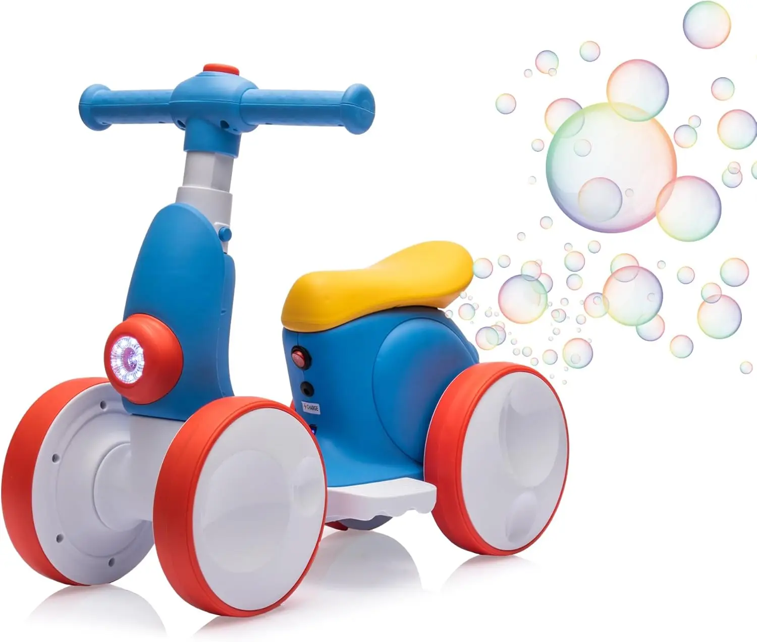 6V Electric Baby Balance Bike for 1 Year Old Boys Girls Ride on Toys 12-24 Month Toddler Balance Bike, 4 Wheels Kids First Bike