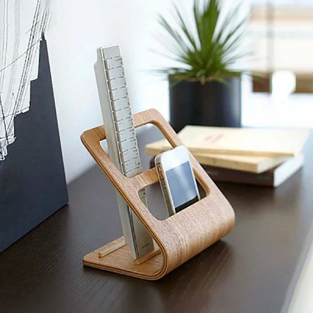 Remote Control Bracket Phone Holder Storage Box Creative Wooden Storage Rack Stand Tv Holder Wooden Tv Mobile Phone Holder