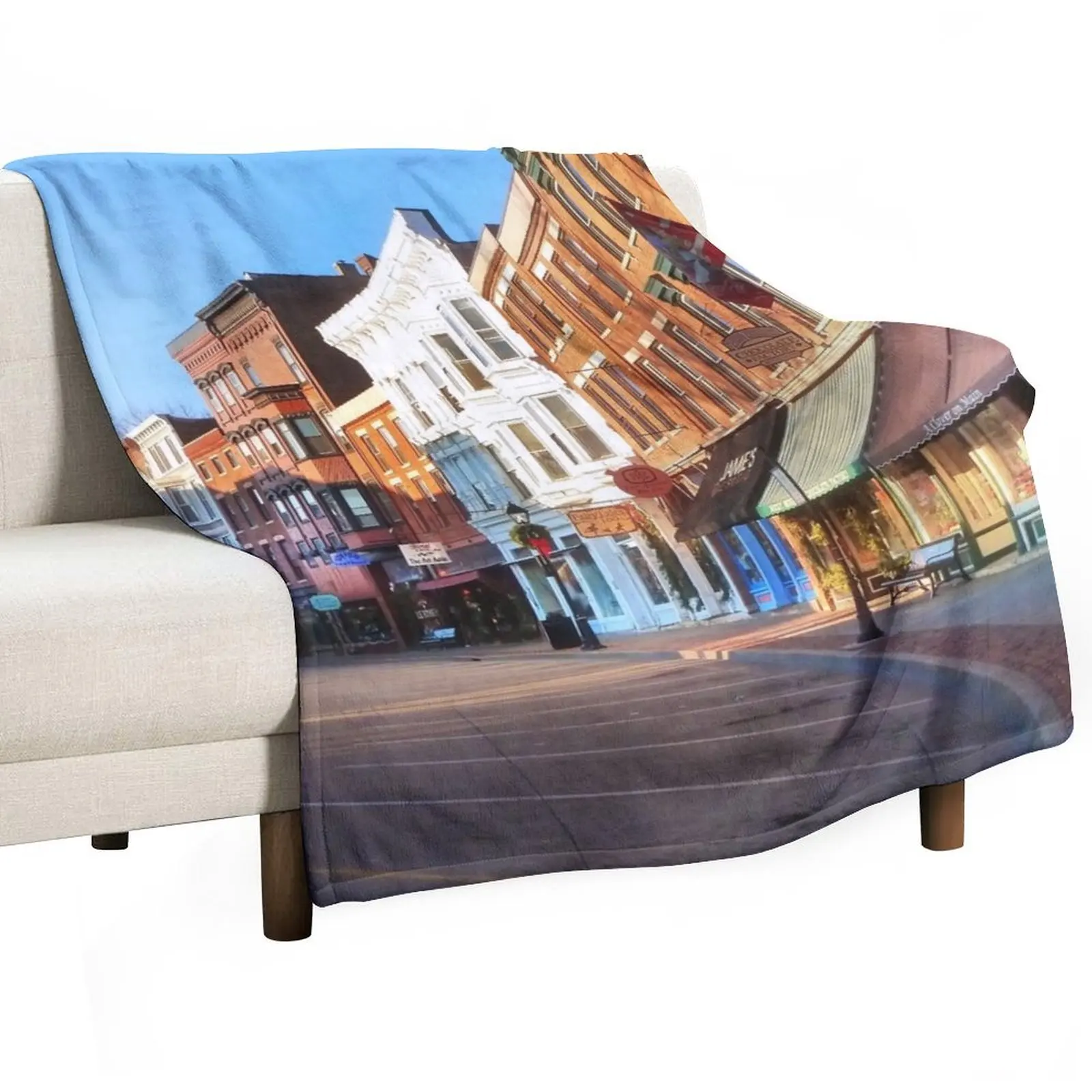 

Morning on Main Street Throw Blanket valentine gift ideas Fashion Sofas for babies Soft Plush Plaid Blankets
