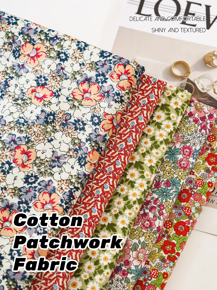 vintage pastoral small floral printed retro cotton poplin fabrics for sewing doll dress quilted bedding textiles cloth by meters