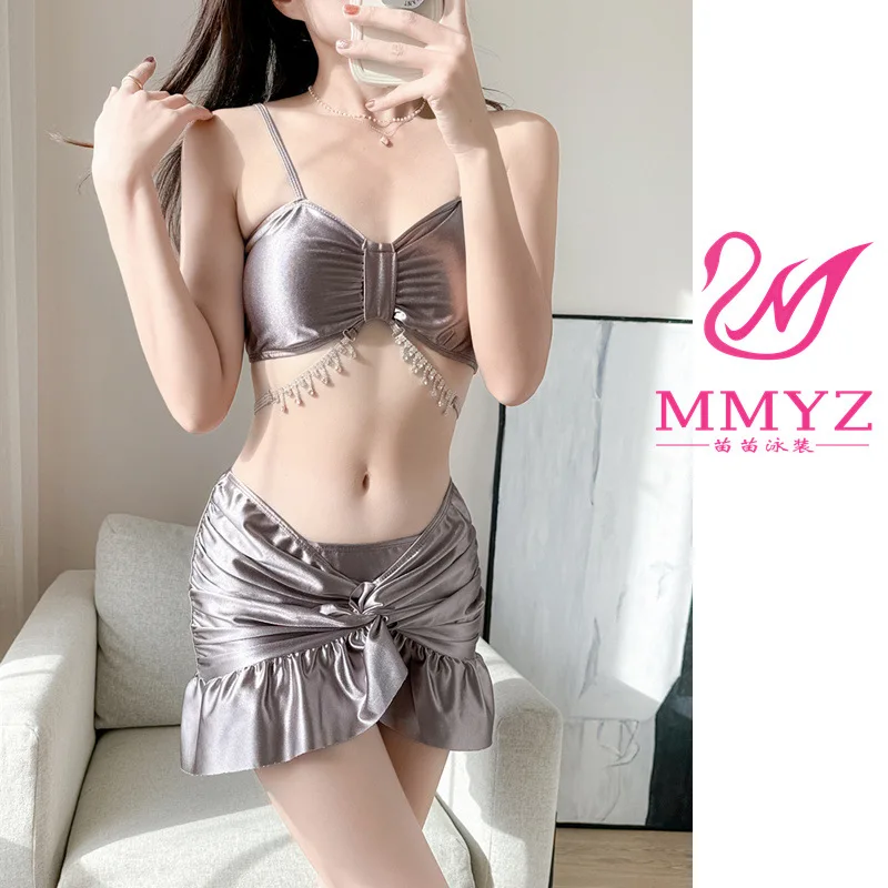 

[Sexy Muse] Сплит-бикини из 3 предметов, женский купальник с разрезом и кисточками, модный, купальник