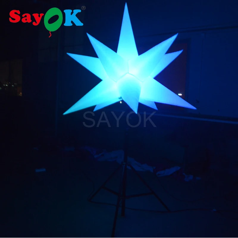 

SAYOK 1.5m Dia. Inflatable Star with Stand Tripod Decoration Inflatable Star Balloon Lighting for Event Wedding Party Shows