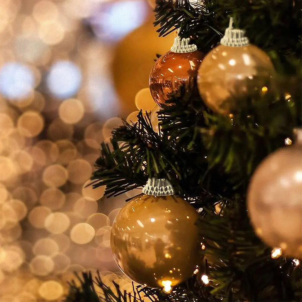 Bouchons d'ornement de noël ronds en plastique, 100 pièces, décorations d'arbre de noël pour fête de vacances, maison, école, centre commercial, Kits artisanaux de décoration