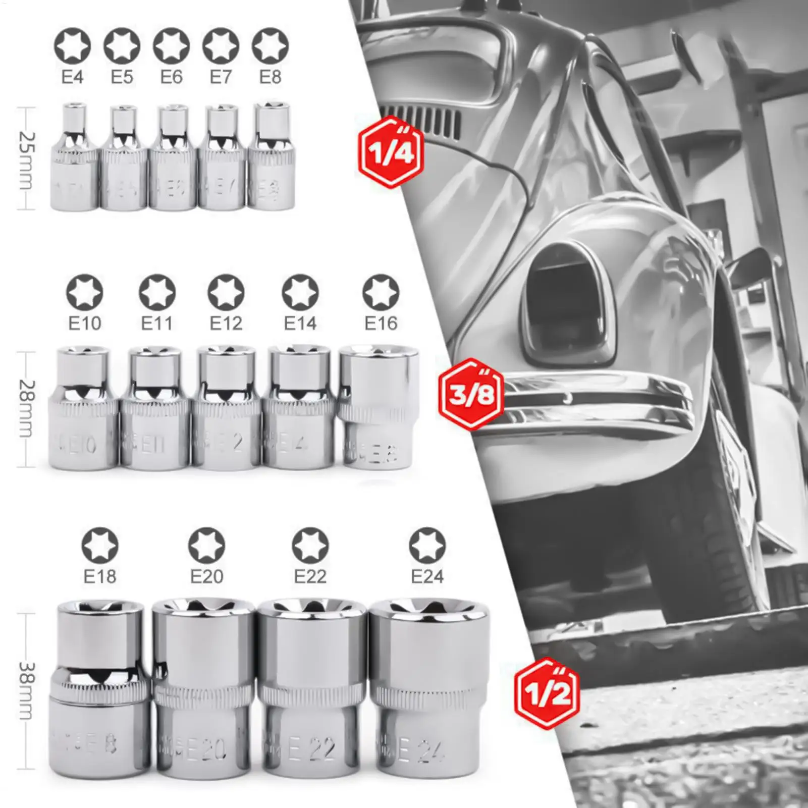 Socket Set Portable Heavy-Duty Multifunctional Portable Hand Tool Mechanic Socket Set For Garage Workshop Household Indoor