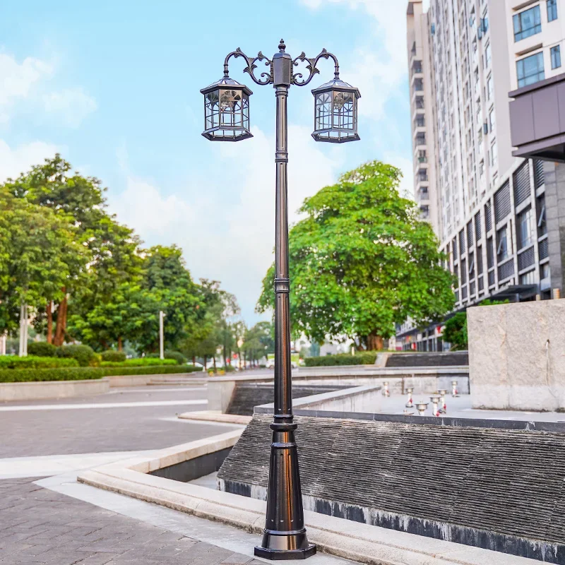 Solar garden light outdoor led garden villa waterproof European landscape outdoor retro high pole street light super bright