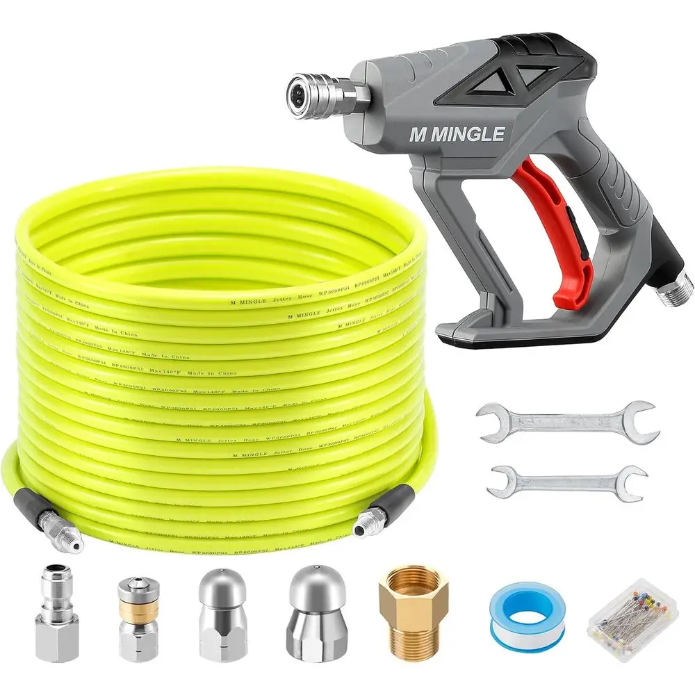 

Drain Cleaning Kit with Power Washer Gun, 1/4 Inch Rotating Nozzle, 4.0 & 4.5 Sizes