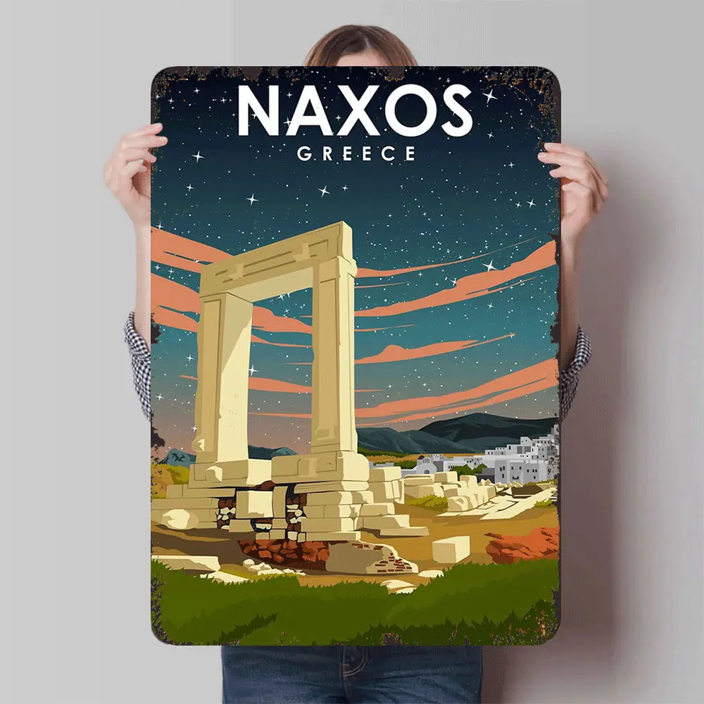 Naxos اليونان معلم ملصق معدني السماء المرصعة بالنجوم أبولو معبد أطلال ديكور فني #1