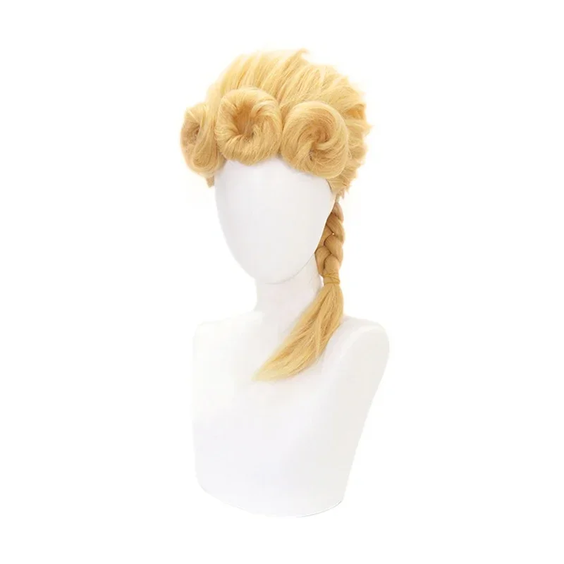 'S Bizarre Adventure Day Giovanna Cosplay Wig New JOJO Golden Braids Styled Hair Props Halloween Role Play Wigs Hairnet MN3