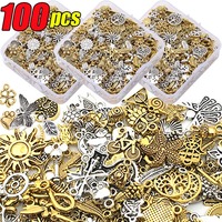 100pcs DIY Craft Art Charms Tibetan Silver Mixed Pendant Animals Charms Beads for Jewelry Making Bracelet Earrings Necklace