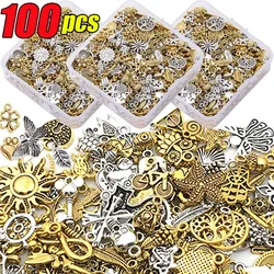 100pcs DIY Craft Art Charms Tibetan Silver Mixed Pendant Animals Charms Beads for Jewelry Making Bracelet Earrings Necklace
