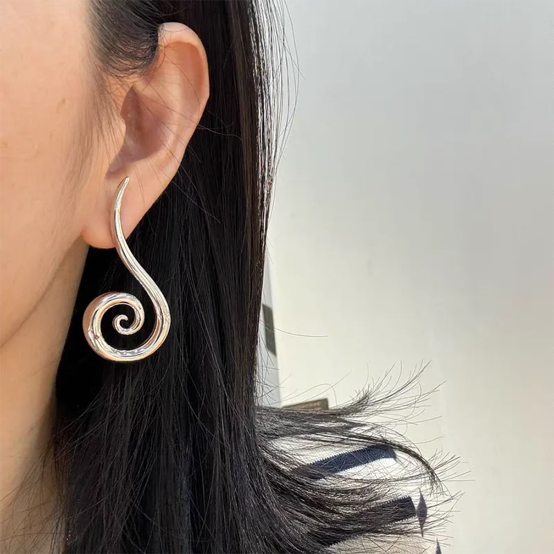 Swirling statement dangle earrings for women geometric earrings simple delicate stainless steel jewelry new in 2026