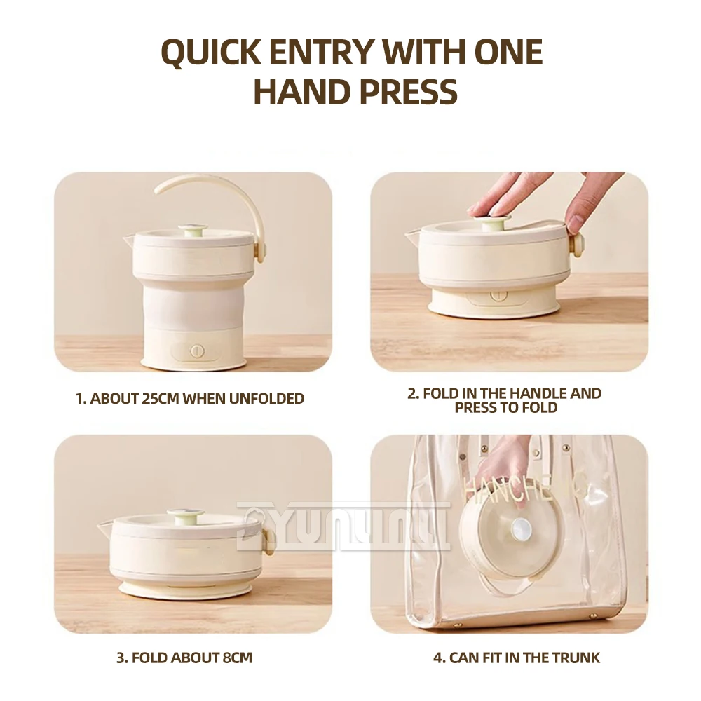 Портативный складной электрический чайник, многофункциональный дорожный электрический чайник, 600 Вт, обязательный гаджет для путешествий