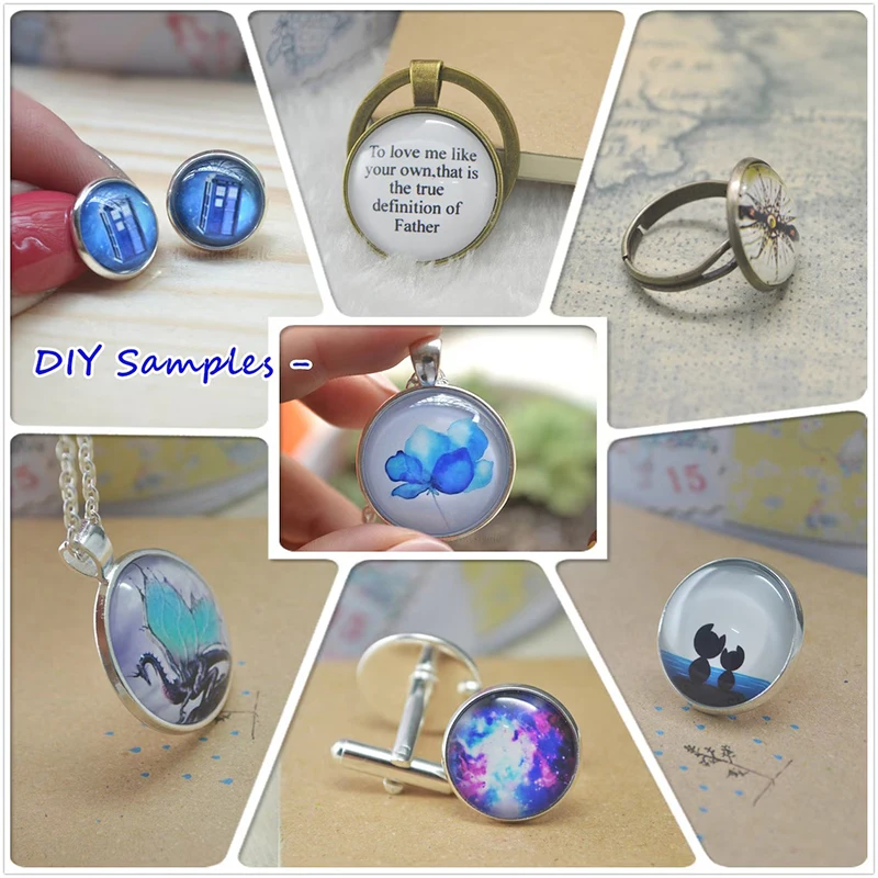 1PC personalisierte runde Glas Cabochon individuelles Logo Foto Glaskuppel 50MM 40MM 30MM 25MM 20MM 16MM 12MM DIY Schmuck – Detail 5