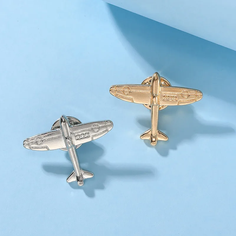 Metal Plane Brooch Pin Cartoon Aircraft Unisex Alloy Badge Lapel Pin Clothing Jewelry World Traveler Enamel Brooches Gift