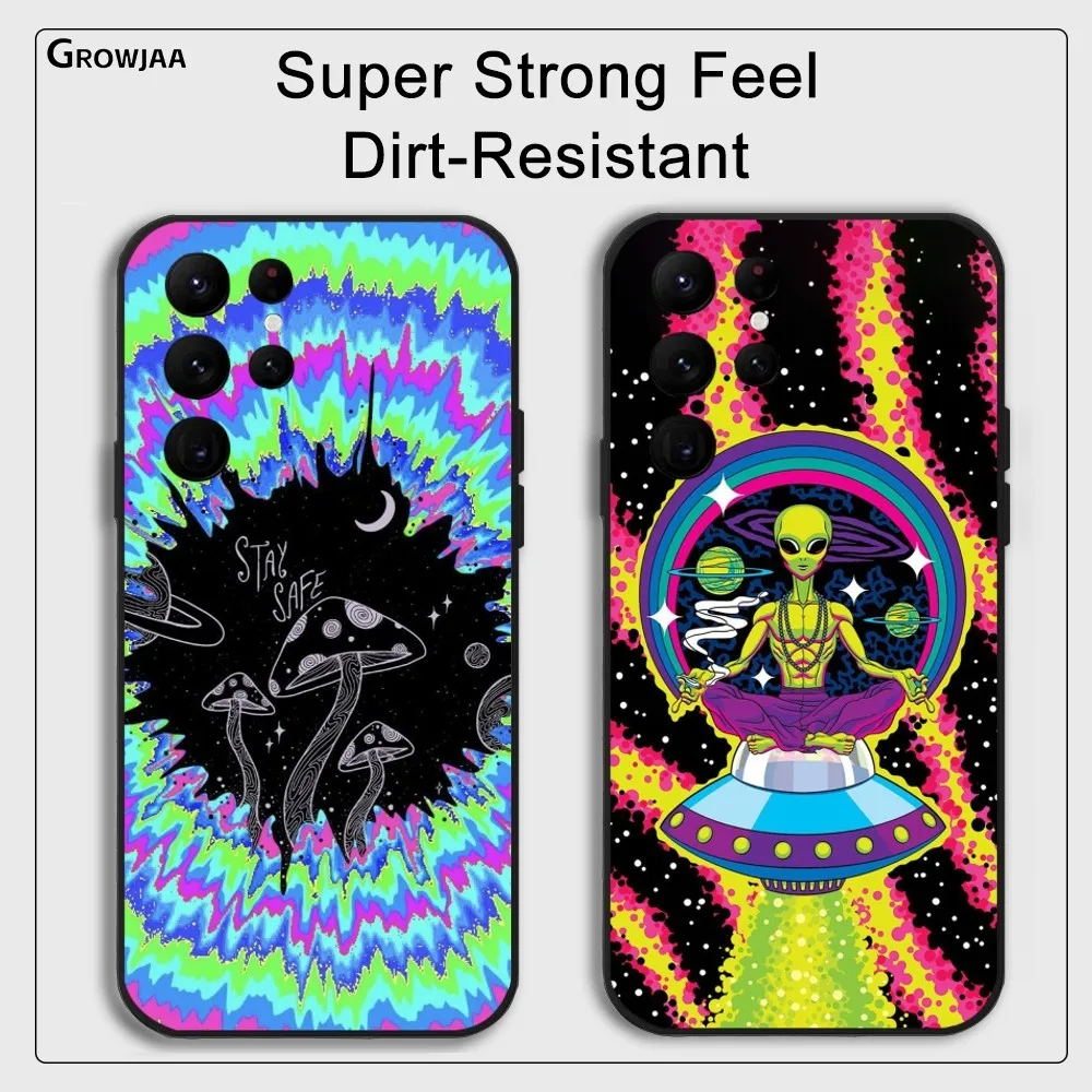 Psychedelic hippie aliens Art Phone Case For Samsung Galaxy S25 S24 S22 S23 Ultra S21 S20 Plus 5G Protective Silicone Funda