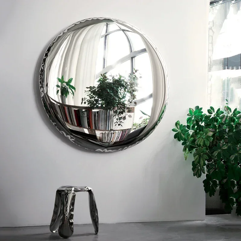 Simple color wall hanging electroplated stainless steel mirror round mirror decoration mirror