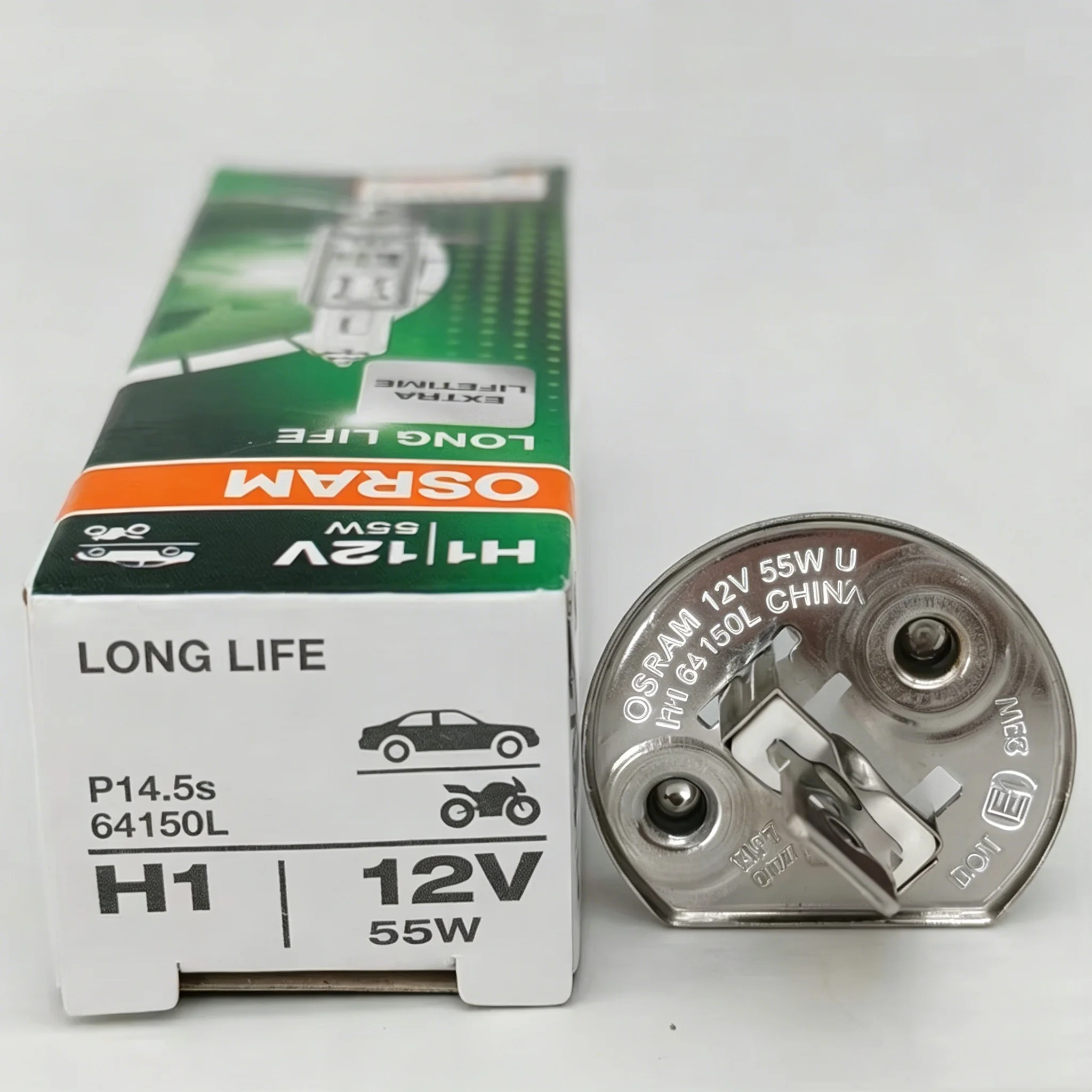 OSRAM LONG LIFE H1 55W Car Halogen Headlight High Low 12V P14.5s 64150L Standard Light Auto Bulb 3200K Original Lamp OEM Quality