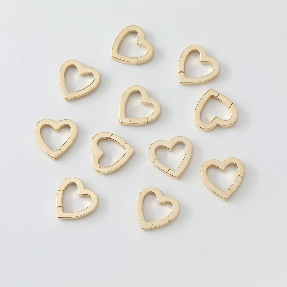 2PCS 14K Gold Plated Heart Star Pendant Snap Hook Clasp Buckle DIY Making Supplies Brass Jewelry Accessories