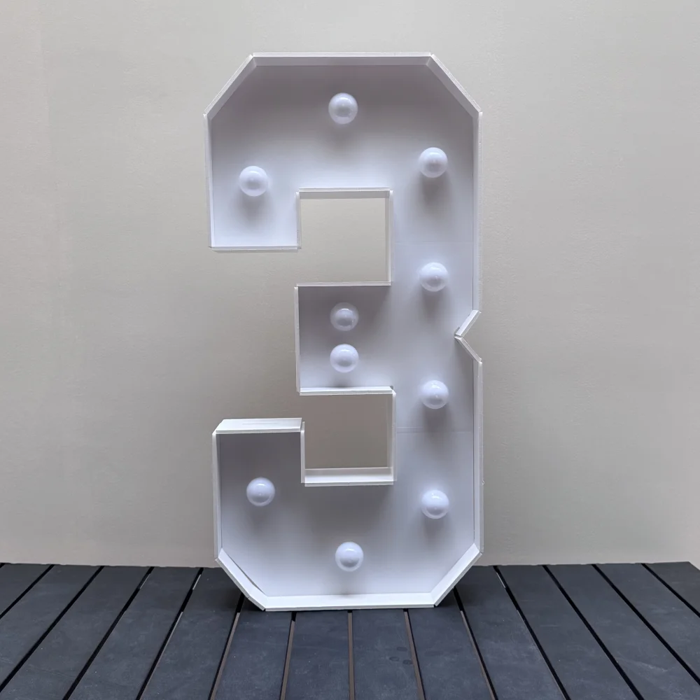 1Pc 73cm/28.7inch Light Up Digitale Marquee Frame Witte Lichten KT Board Nummer 0-9 Plug-in KT Board Met Beugel Party Decoratieve