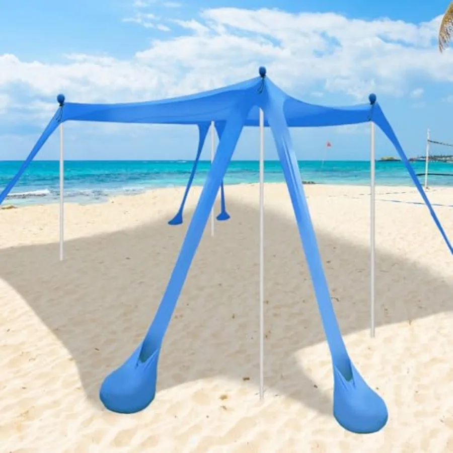 

Beach Canopy Beach Tent Stability Beach Shade Canopy UPF50+ Sun Protection Extra Windproof Ropes Carry Bag Easy to Set Up for O