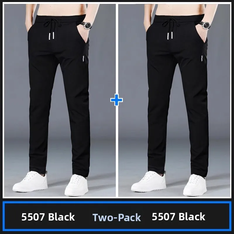 Men's Summer Cool Feeling Large Size Casual Pants Straight Leg Wear Resistant Work Trousers Loose Fit Spor Office Wear
