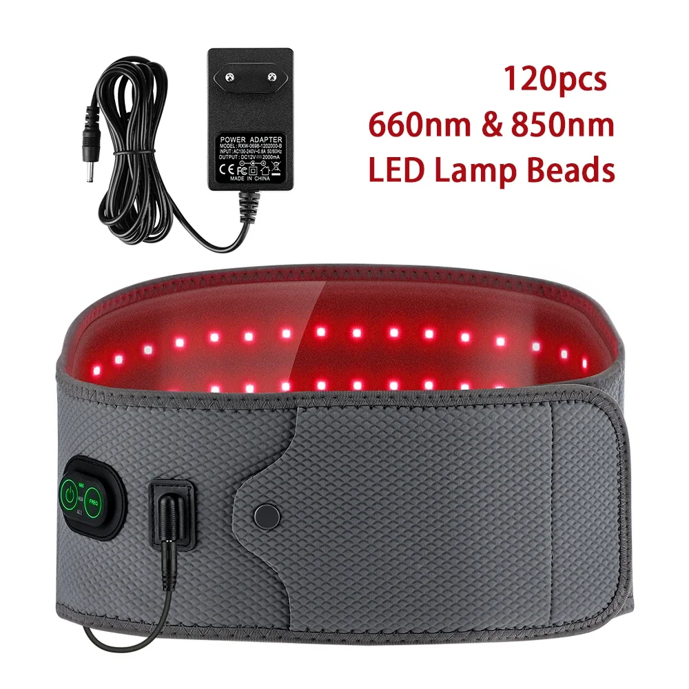 

Пояс-накидка для тела с красным светом (120 светодиодов, 660 нм и 850 нм), ближний инфракрасный свет, LED-устройство для красоты, поясничный бандаж