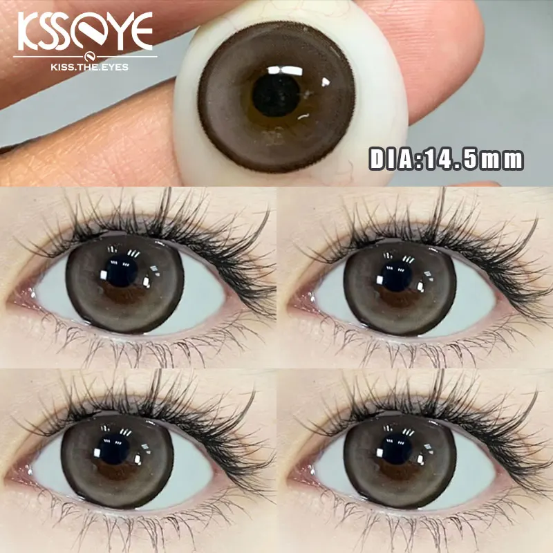 KSSEYE 2Pcs Korea Colored Contact Lenses Diameter 14.5mm Prescription Myopia Degree-0.00to-8.00Makeup Soft Lens Eye Beauty Pupil