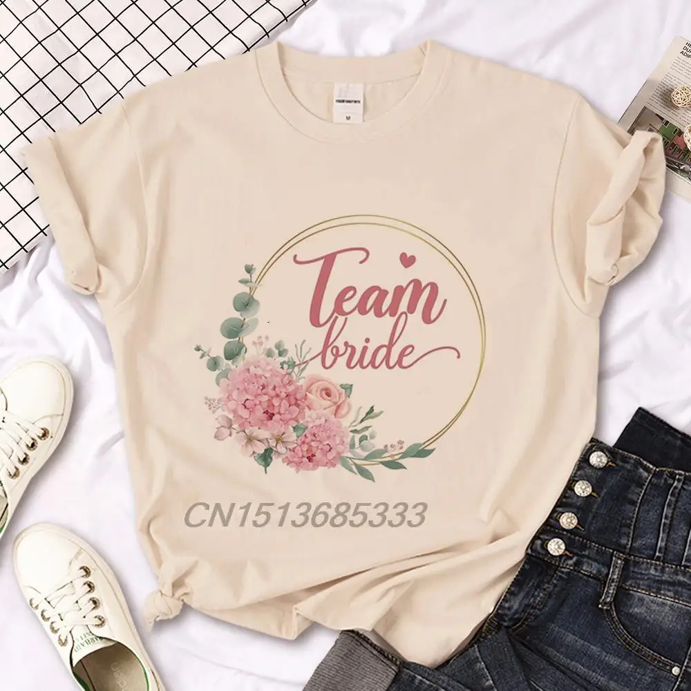 

Team Bride Flowers Printed Women Vintage T-shirts Burzum Retro Lady Comfy Tee Tops Bride Wedding Party Bachelorette T-shirts