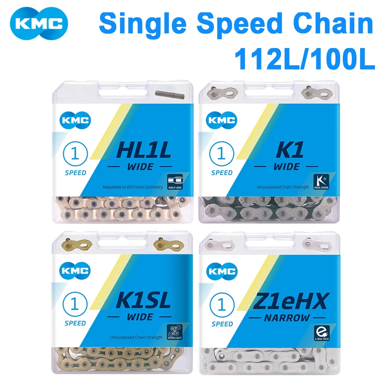 KMC BMX سلسلة دراجات سرعة واحدة 100 112 وصلات S1 S1SL HL1L Z1eHX 1/8 1/32 دراجات جبلية حرة أجزاء ركوب الدراجات Curren