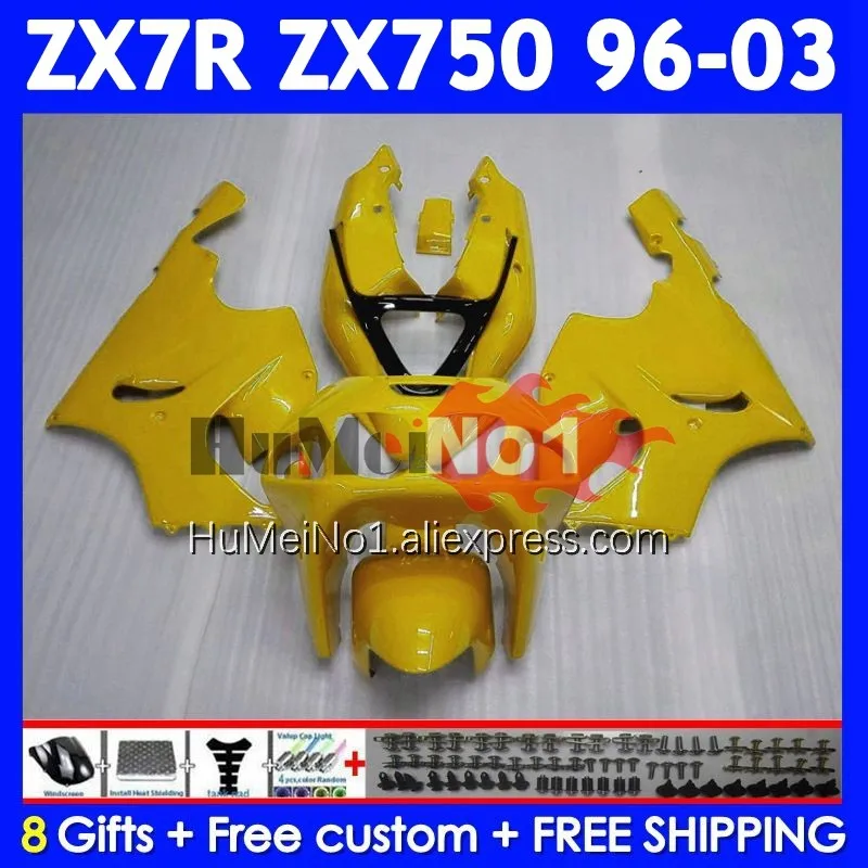 Body Kit For KAWASAKI NINJA ZX 7R 7 R 750 Gloss yellow 211No.83 ZX750 ZX-7R ZX7R ZX-750 1996 1997 1998 1999 00 01 02 03 Fairing